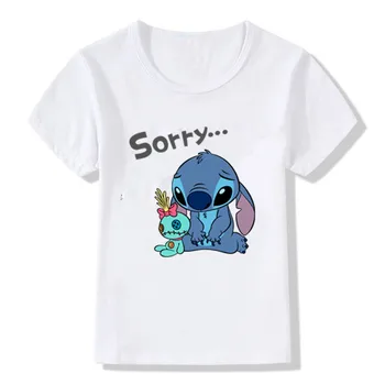 

2018 Summer style Funny Casual Children T shirt Lovely Cute Cartoon Stitch Printed Kids short sleeves Baby Tops Tees BAL095