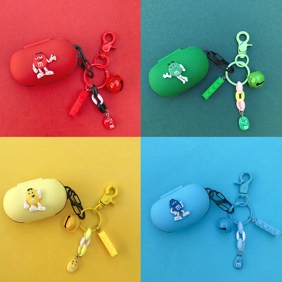 Милый силиконовый чехол для samsung Galaxy Buds чехол с зарядным устройством защитный чехол Bluetooth наушники с кожаным брелоком