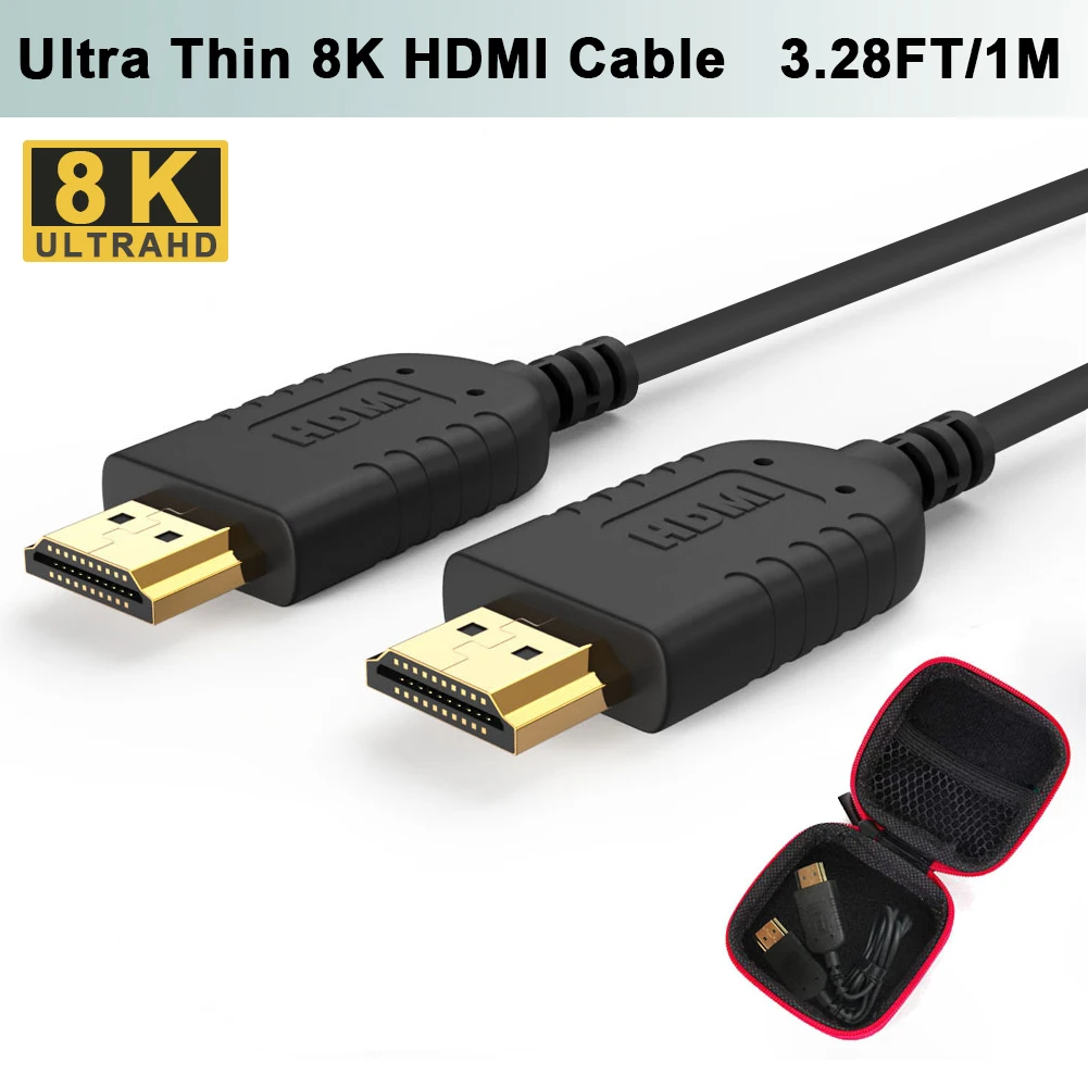 FOINNEX-Cable HDMI ultradelgado, Cable de HDMI 2,1 ultrafino de 48Gbps, 3,28 pies, 8K @ 60Hz, HDR de alta velocidad para proyector de TV HD, PS4