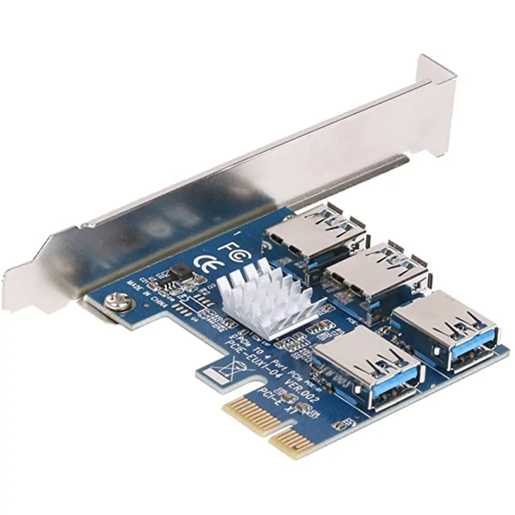 Tarjeta elevadora PCIe 1 a 4 pci-express 16X, adaptador PCI-E 1X a externo 4 PCI-e USB 3,0, tarjeta multiplicadora para minero de Bitcoin