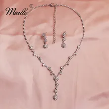 Miallo Мода серебряные цветы свадебный ювелирный набор Австрийское Кристальное свадебное ожерелье серьги набор