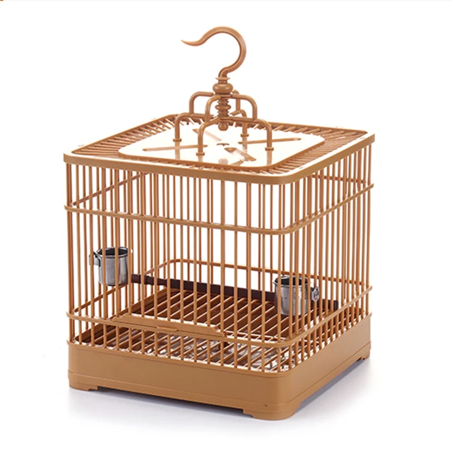 Petite cage à oiseaux en bois # 3 avec abreuvoir et couvercle 