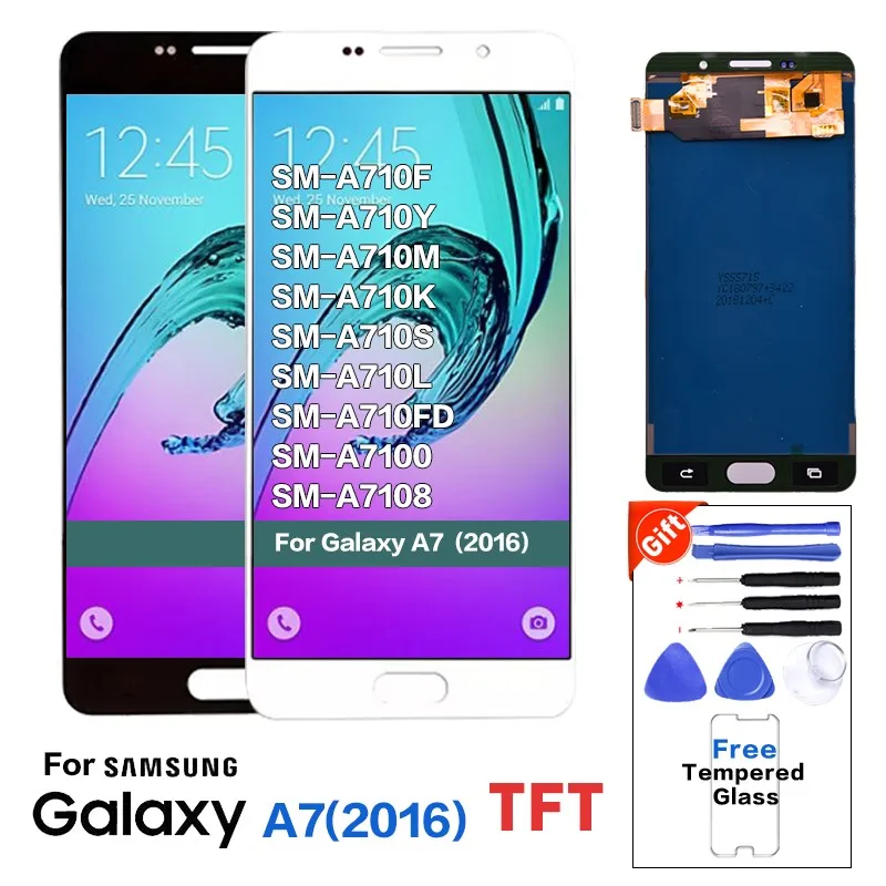 TFT для samsung Galaxy A7 2016 A710F A710Y A710M ЖК дисплей с сенсорным экраном SM A710 A7100 A7108