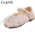 ULKNN Toddlers Baby Girls Shoes Kids Leather Shoes For Wedding Party Performance Lace Butterfly Rhinestone Bling Pearls Beading