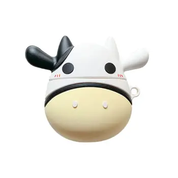 

Cute Cow Pattern Soft Silicone Protective Cover Shockproof Case Skin with Carabiner for Airpods 1/2 Charging Box Accessories