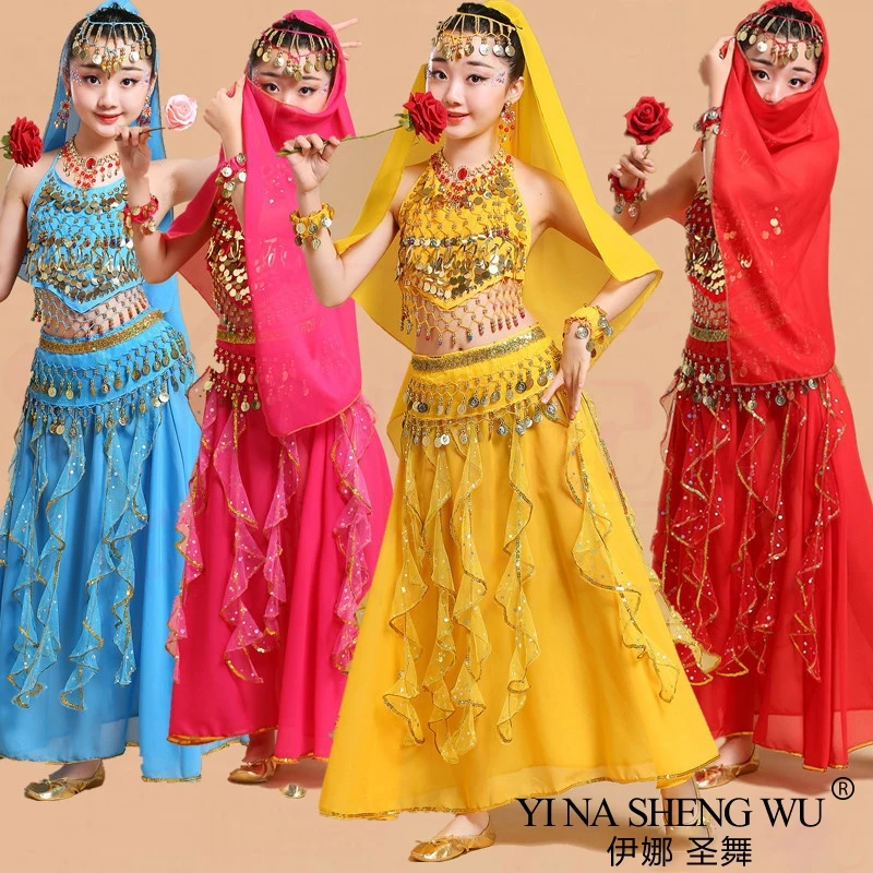 

Танцевальный костюм для детей и взрослых, танцевальный костюм для девочек, костюм для выступлений в Стиле Болливуда