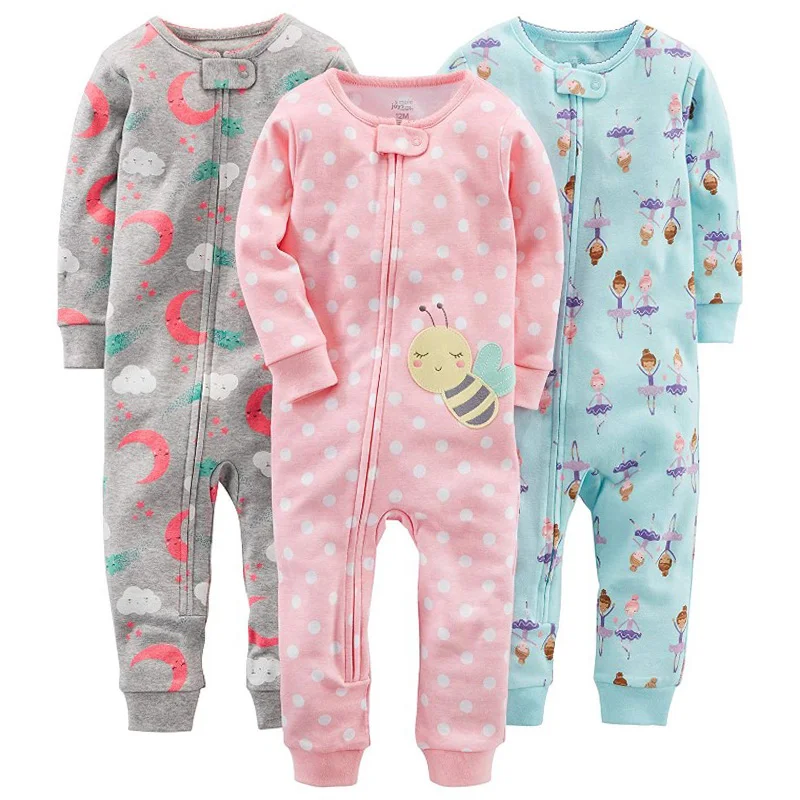 Boys and girls baby cotton rompers foot coveralls jumpsuits children's warm pajamas no foot cover cotton rompers kids pajamas