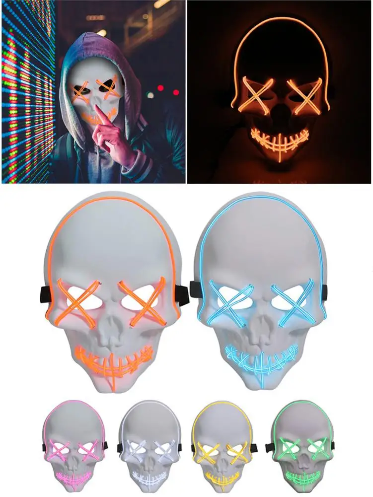

LED Glow Mask Ghost Head Horror Halloween Luminous Fluorescent Masks