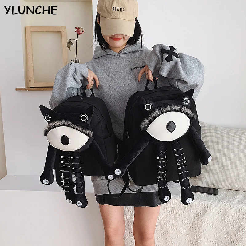 

Black School Bags For Teenagers Girls Book Bag Animal Pattern Cute Rucksack Bookbag Backpack Women Canvas Large And Small Sizes