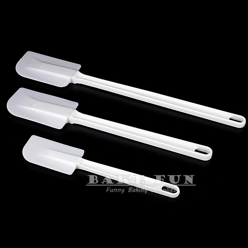 3 Sizes Long Handle Mixing Cream Spatula Rubber White Integrated