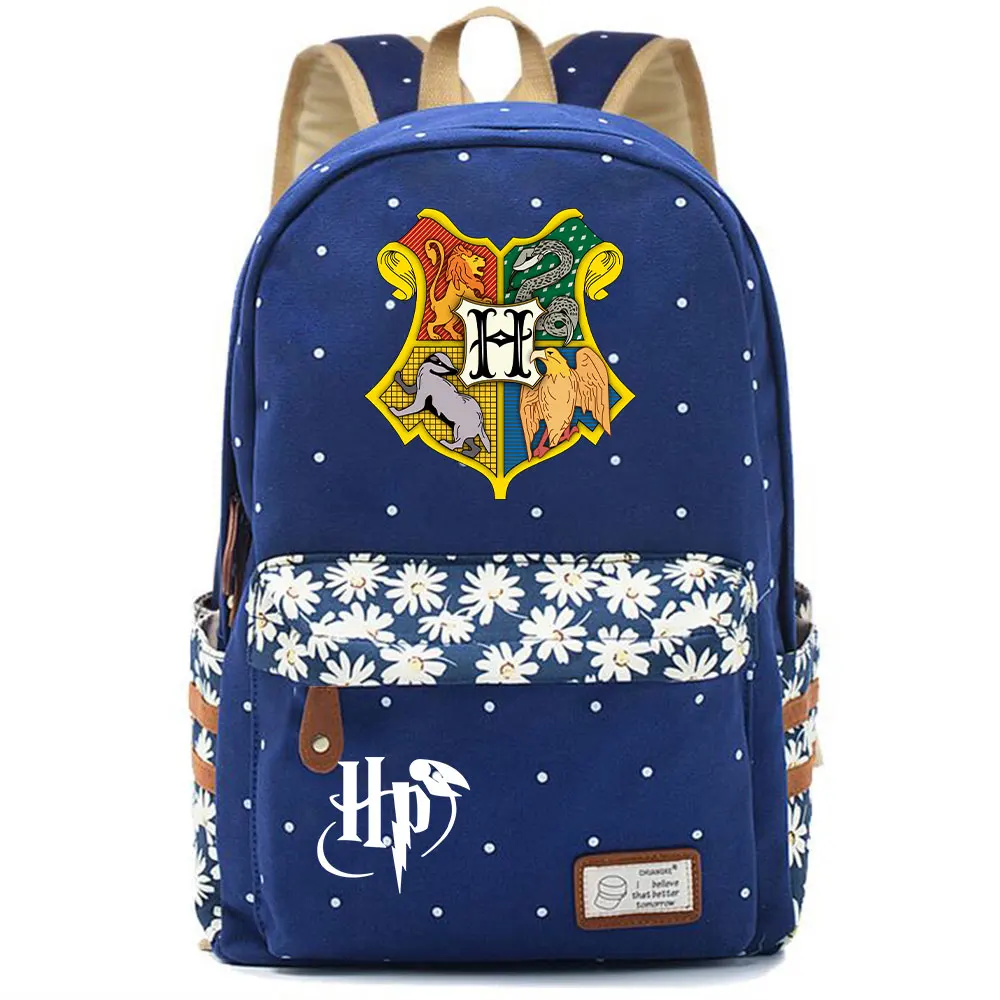F0304 магический Хогвартс, школьный рюкзак с принтом логотипа, детский школьный рюкзак для девочек, женский рюкзак, Подростковый холщовый женский рюкзак - Цвет: F03-27
