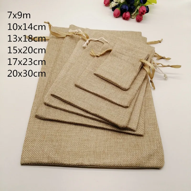 5pcs Fabric Jute Bags Gift Packaging Bag Drawstring Cotton for Christmas Party Wedding Jewelry Pouches Diy Handmade | Украшения и