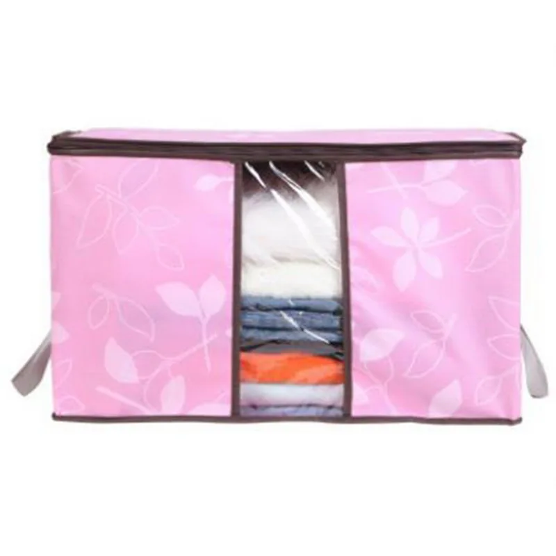 C-pink 60x40x35cm Нетканый тканевый складной ящик для хранения грязной одежды для сбора чехол на молнии для игрушек прозрачный оконный Органайзер стеганая коробка для хранения - Цвет: C-pink 60x40x35cm
