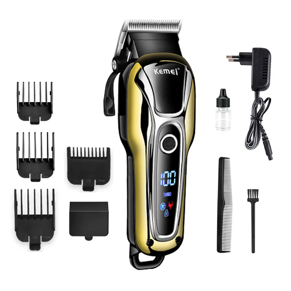 

1 Set Kemei Hair Trimmer Rechargeable Hair Clipper Barber Electric Shaving Cutting Machine EU Plug