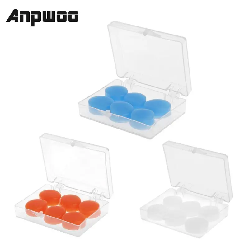 ANPWOO-Tapones de silicona para los oídos, suaves, impermeables, antiruido, para natación, ducha, deportes acuáticos, 6 uds.