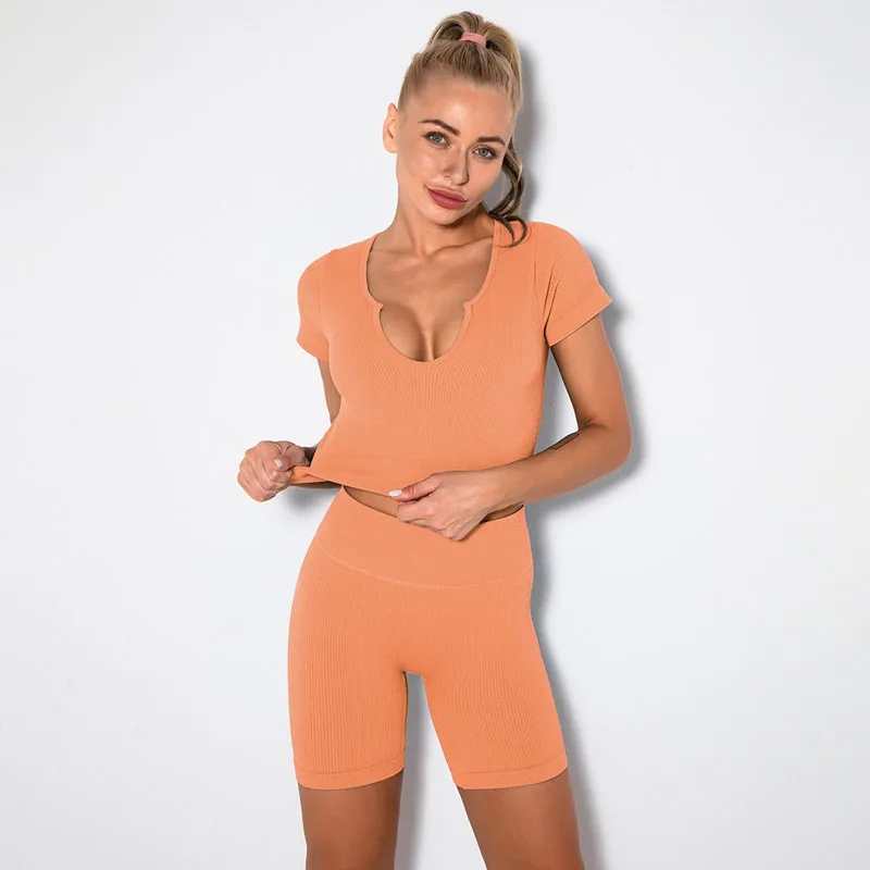 2/4/6PCS Seamless Women Yoga Set Workout Sportswear Fitness Bra Sport Pants Gym Clothing High Waist Leggings Shorts Sports Suits