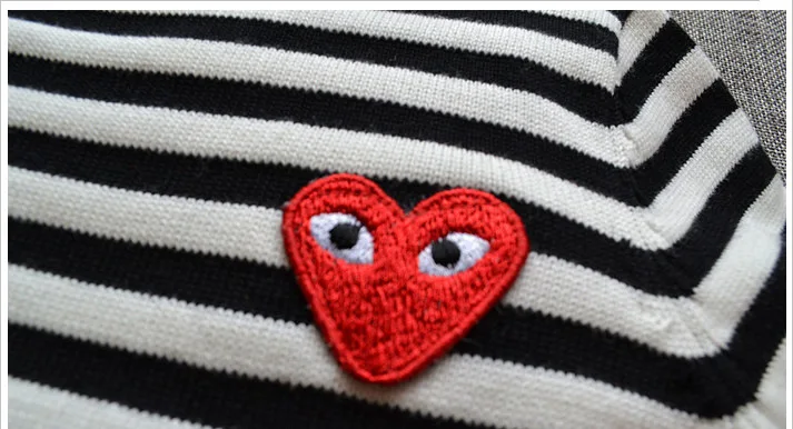 

Sweater Customizable Heart Stripes Pure Cotton Yarn Knitted Pullover Sweater Childrenswear Sweater