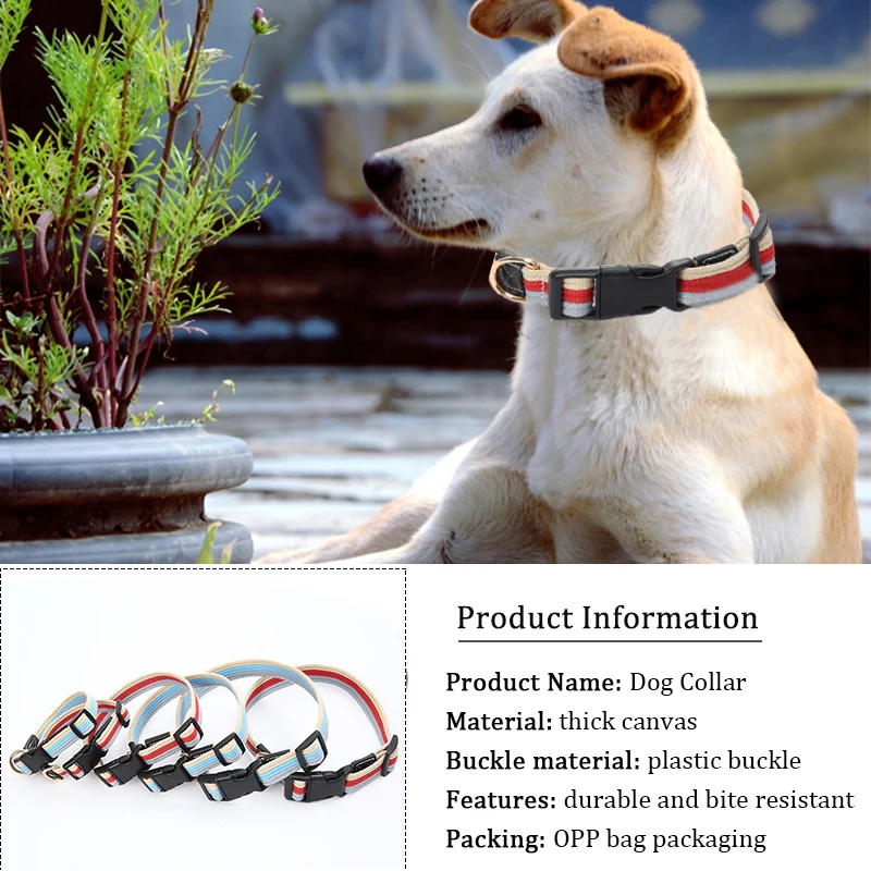 Thick Canvas Pet Dog Leash Collar Adjustable Bust Dog Collars and Leash Set Dog Tracking leash Small Medium Large Dog Collars