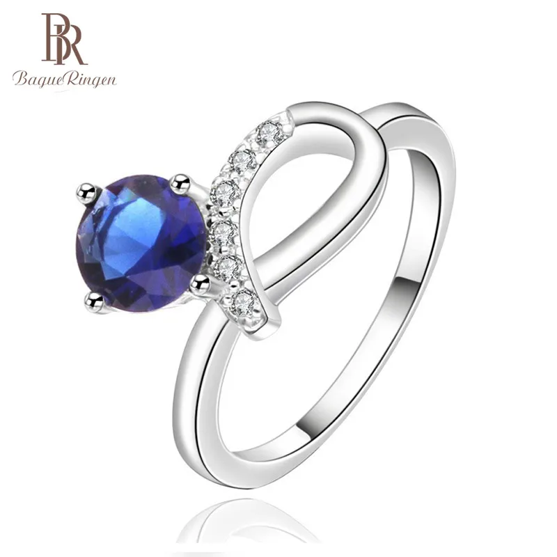 Bague Ringen, дизайн, кольцо 925, ювелирное изделие для женщин, с геометрическим узором, модный сапфировый камень, бант, Подарок на годовщину, вечерние, свадебные - Цвет камня: blue