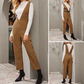 

Women Causal High Waist V-Neck Sleeveless Pants Ladies Jumpsuit Long Trousers AU