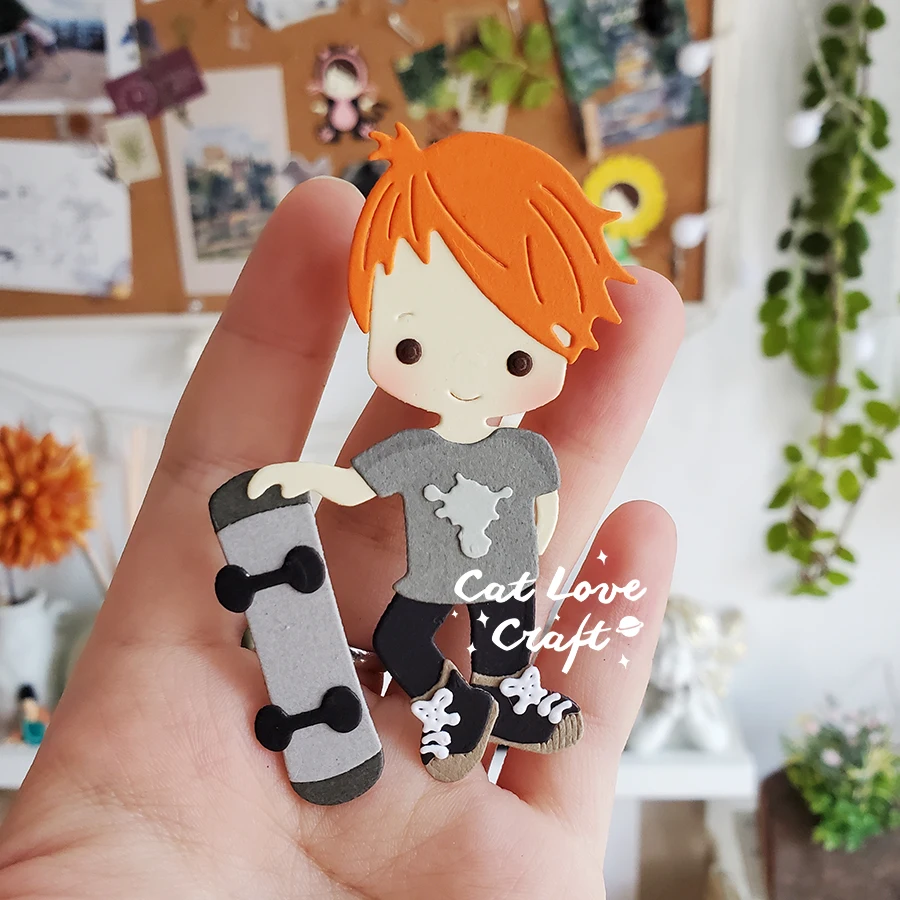 자전거 소녀 스케이트 보드 소년 금속 절단 다이 스크랩북 스텐실 다이 컷 카드 만들기 DIY 공예 엠보싱 2021 년 새로운 다이