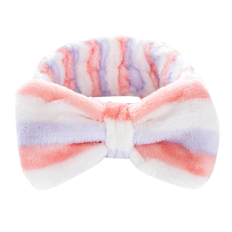 2019 New Arrival Women Head Wrap Soft Coral Fleece Makeup Headband Washing Face Turban Bow Hairband Hair Turban 1111
