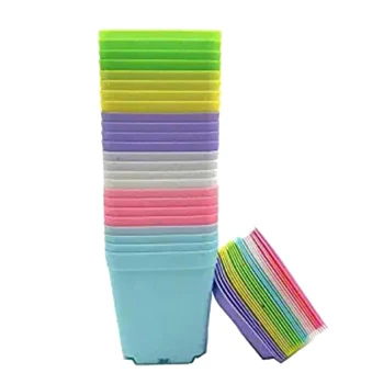 

3Inch Multi Color Square Plastic Plant Pots,Seedling Nursery Transplanting Planter Container Indoor Outdoor, 30 Pack