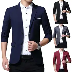 Мужской Корейский S-lim Модный хлопковый пиджак, пиджак черного и синего цвета размера плюс от L до 5XL, Мужской Блейзер, мужской пиджак