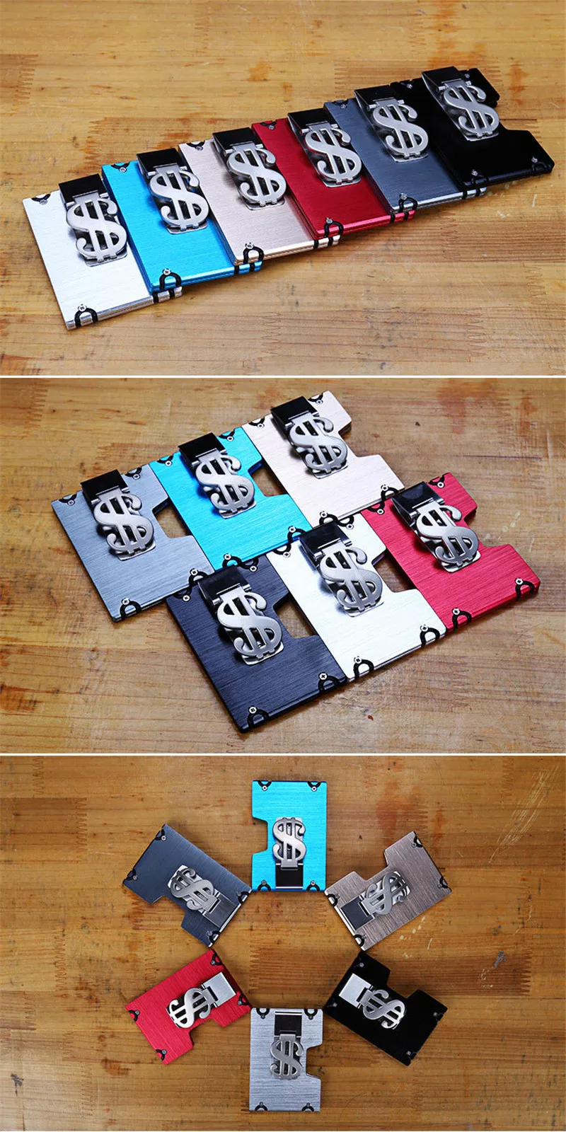 New Fashion Wallets Slim Aluminum Alloy Credit Card Pockets RFID Blocking Metal Money Clips Purse Mini Wallets