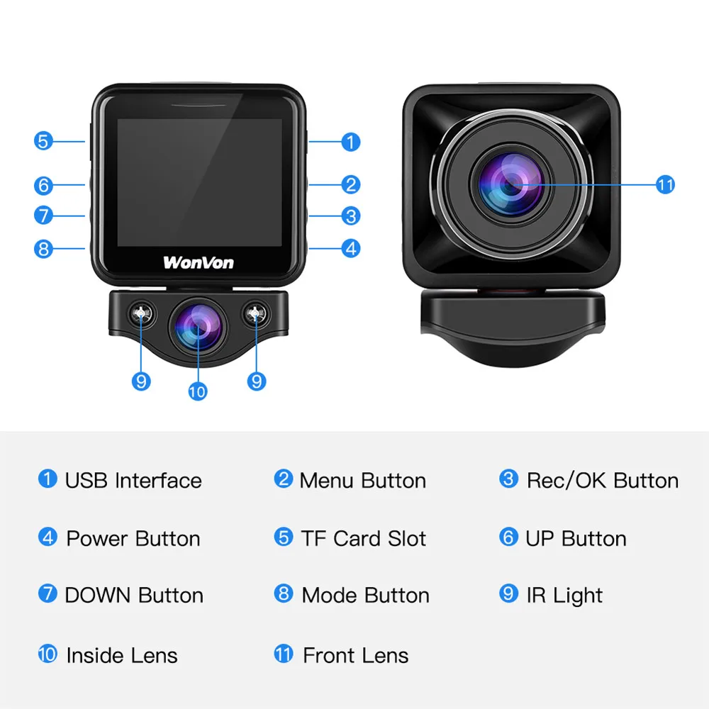 WonVon M5B Автомобильный видеорегистратор 145 ° lcd 2.0MP sony IMX307 IR ночного видения WiFi видеорегистратор HD 1080P двойной видеорегистратор g-сенсор циклическая запись