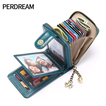 

Anti-theft swipe card holder female new card holder female leather multi-function multi-position cowhide card holder
