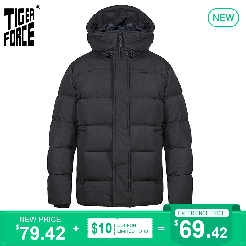 TIGER FORCE 2020 NEW Men's winter jacket Mid-length Hooded Business Casual black Thicken markers man Parka Overcoat 70750 TIGER FORCE 2020 NEW Men's winter jacket Mid-length Hooded Business Casual black Thicken markers man Parka Overcoat 70750