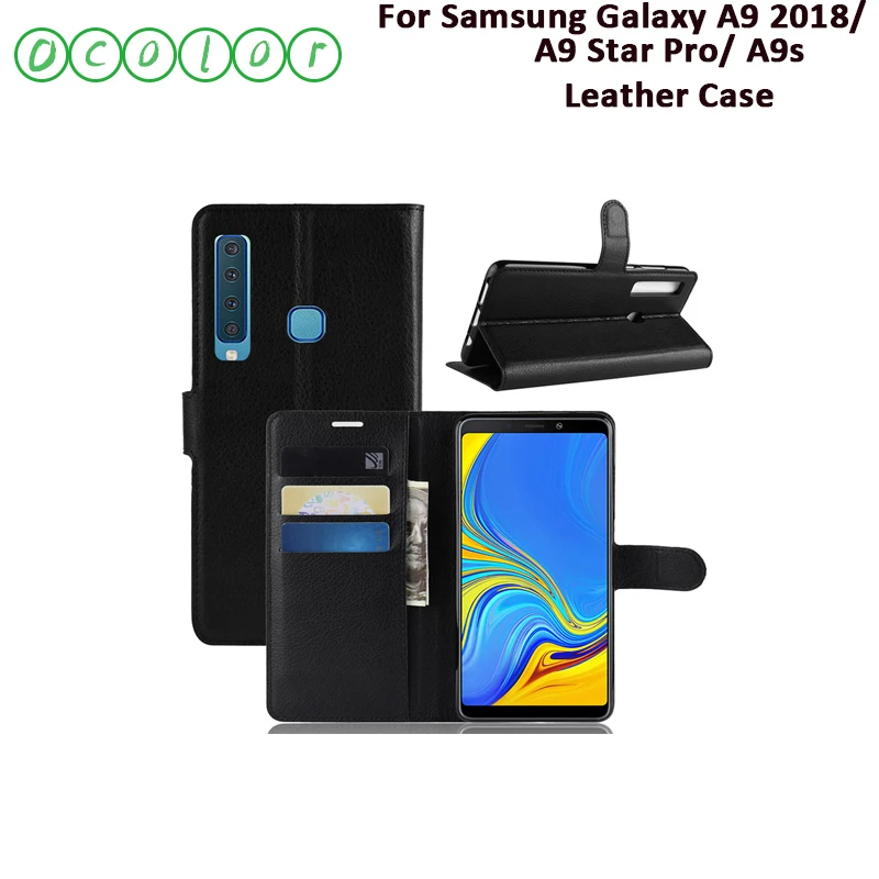 ocolor For Samsung Galaxy A9 2018 Leather Case 6.3'' Exclusive Phone Cover With Card Pocket Flip Wallet Capa | Мобильные