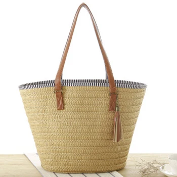 

Diysomes Paper rope Straw Bags for Women Big Circle Beach Handbags Summer Vintage Rattan Bag Handmade Kintted Travel Bags