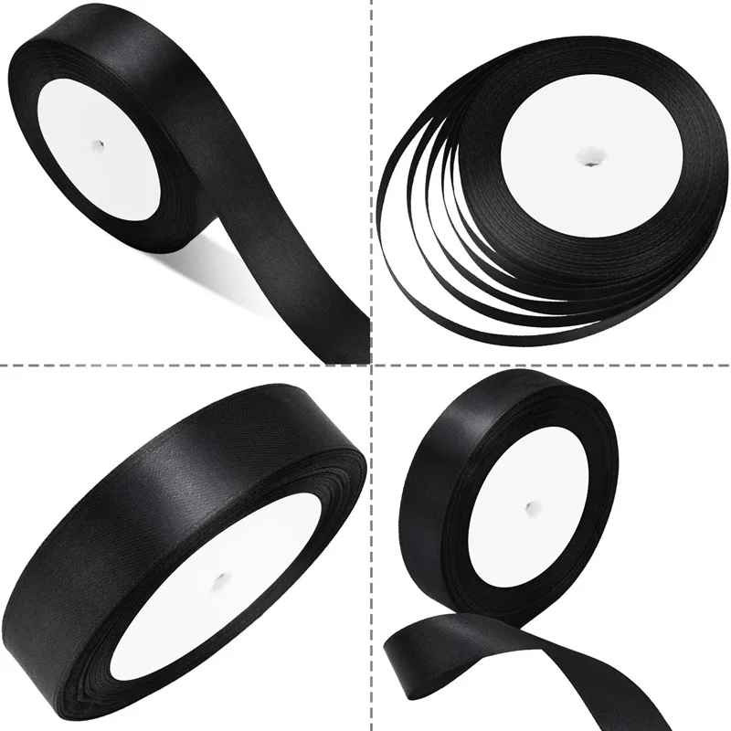 6mm-50mm bow handmade satin Black ribbon 25yards DIY grosgrain ribbons for crafts tapes flower cake gift packaging shop supplies satin ribbons grosgrain ribbon satin ribbon ribbon decoration ribbon supplies wrapping ribbon
