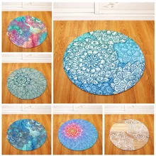 Круглый ковер с принтом мандала, геометрические узоры, коврик для йоги, 80X80 см, коврики для гостиной, балкона, напольные коврики, кофейные коврики
