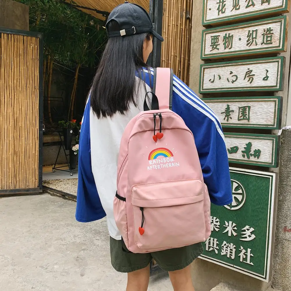 New Trend Women Printing Letter Backpack Large Capacity Bags Package Shoulder Bags Nylon Travel Backpack Women Mochilas Mujer