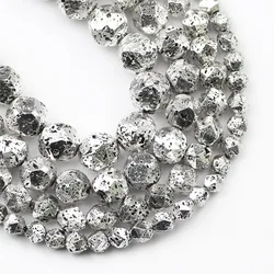 Antique Rose Gold Volcanic Lava Stone Beads for Jewelry Making & DIY Bracelets (Antique Silver Color)