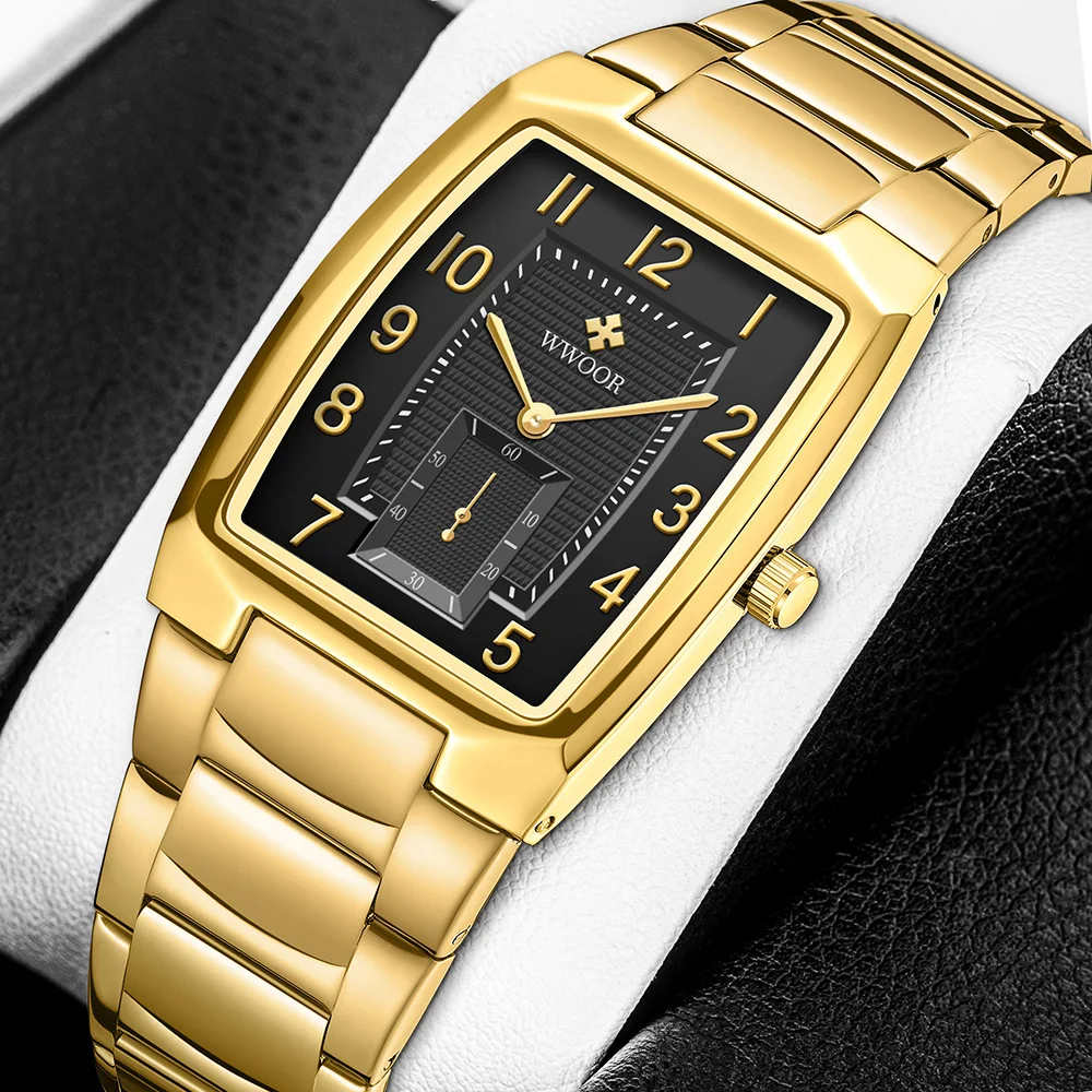 Wwoor-relógios Masculinos de Pulso de Quartzo de Ouro Quadrado de Luxo Marca Superior Negócio Novo Design 2023 - Image 5