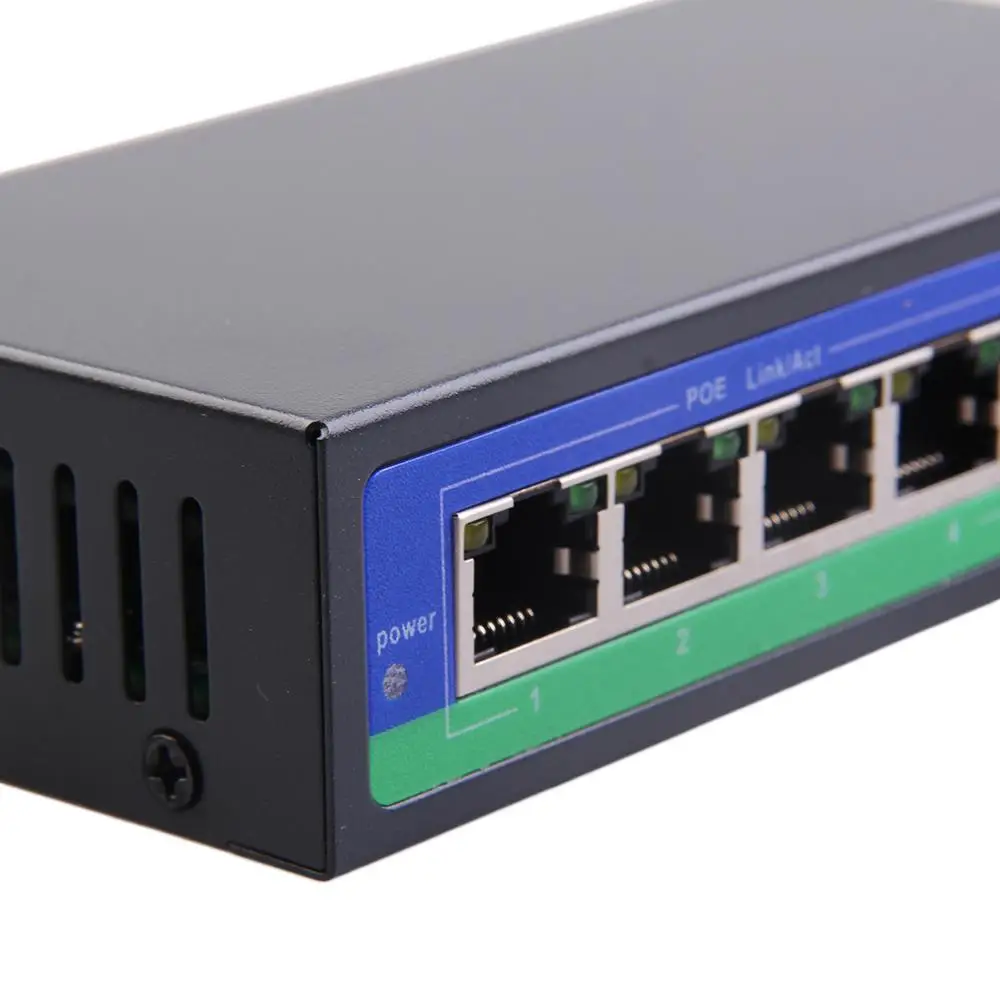 Универсальный 5 Порты высокое Мощность коммутатор питания через Ethernet 0410P Ethernet 10/100 м Стандартный коммутатор питания через Ethernet для IP Камера черного цвета 4 Тип штекера