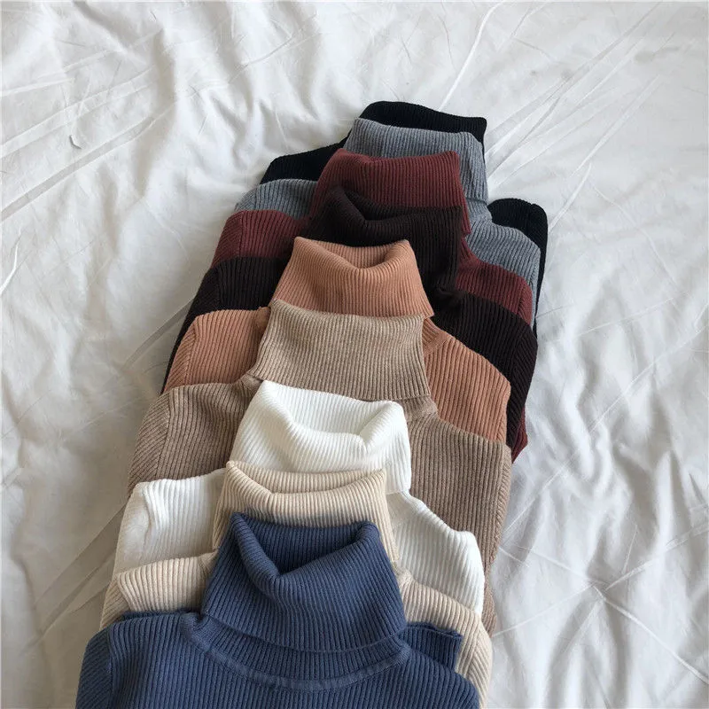 

Autumn Women Sweaters 2020 Winter Tops Korean Slim Women Pullover Knitted Sweater Jumper Soft Warm Pull Femme Turtleneck