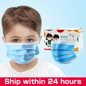 

10pcs/50pcs High-quality disposable 3 layers Non-Woven safe mask filter kids mouth mask ear hanging breathable child face masks