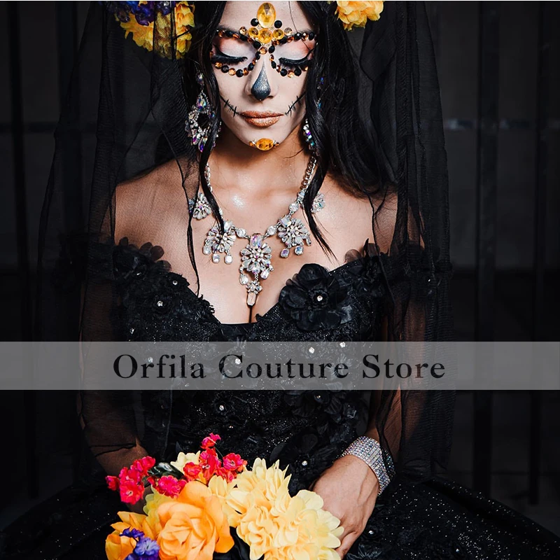 Charro Black Quinceanera Dresses Mexican Girl Off Shoulder vestido de 15 a&ntilde;os Appliques Birthday Sweet 16 Dress