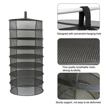 

4/6/8 Layers Folding Drying Rack Hanging Basket Herb Dry Net Opening Shape Dryer Bag Mesh For Herbs Flowers Buds Plants