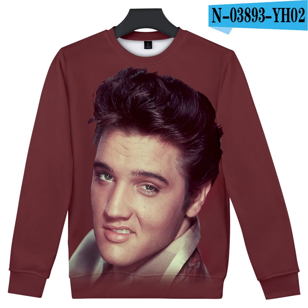 Уличная Мужская толстовка Elvis Presley с круглым вырезом и длинными рукавами из хлопка Harajuku Elvis Presley, толстовка с капюшоном для мужчин, уличная одежда - Цвет: E