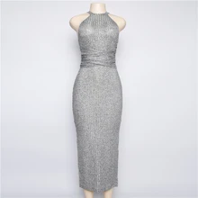 Весеннее и осеннее модное атмосферное элегантное женское Новое тонкое платье без рукавов с бретельками через шею однотонная красивая юбка