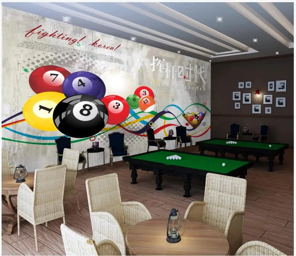 

Custom photo wallpaper for walls 3 d mural wallpapers 3D swing era billiard hall billiard room cement wall background wall paper