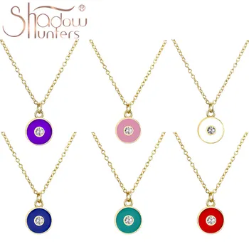 

SHADOWHUNTERS 925 Sterling Silver Pave Enamel Pendant Necklaces Neon Candy Pendant Necklace Gold Color Choker For Women Jewelry