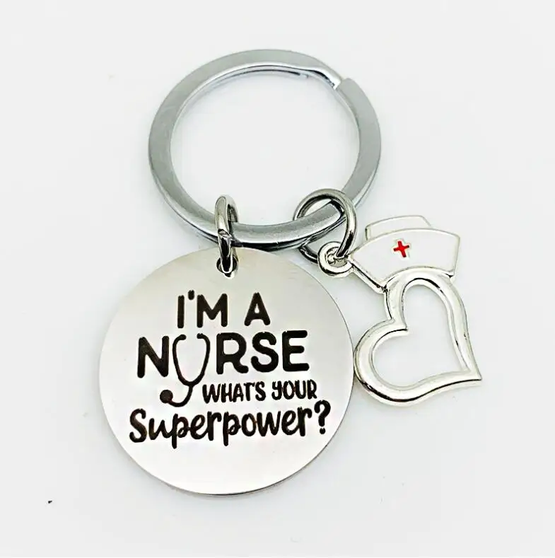10 шт./лот,, подвеска для сумки I am a nurse, модный металлический брелок для ключей, подарочная сумочка, автомобильные аксессуары