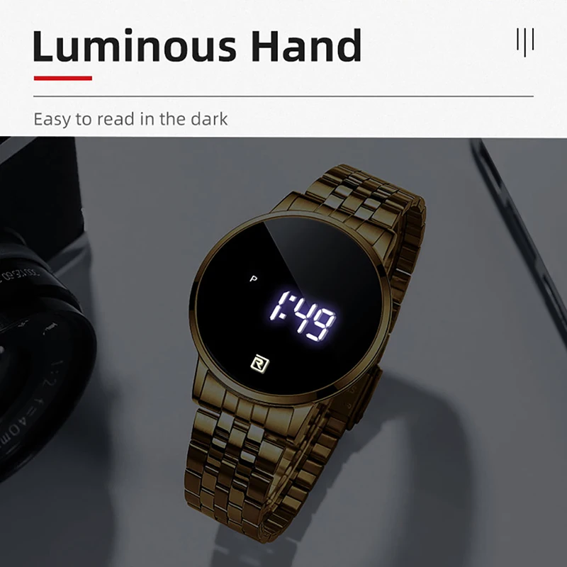 Reward Men's Digital Wristwatch Full Touch Screen Sport Waterproof Wrist Watch Luxury Stainless Steel Watches Timepiece for Men